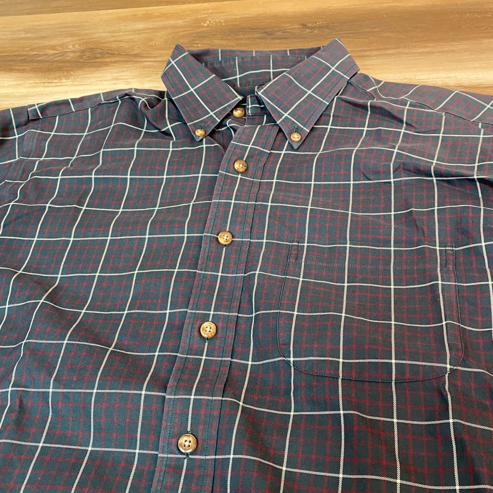 Brooks Brothers Plaid Button Down Shirt Mens Medium Non Iron Cotton Long Sleeve